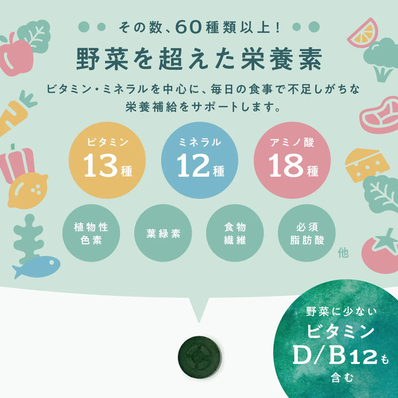 60種類以上の栄養素を含むクロレラ！